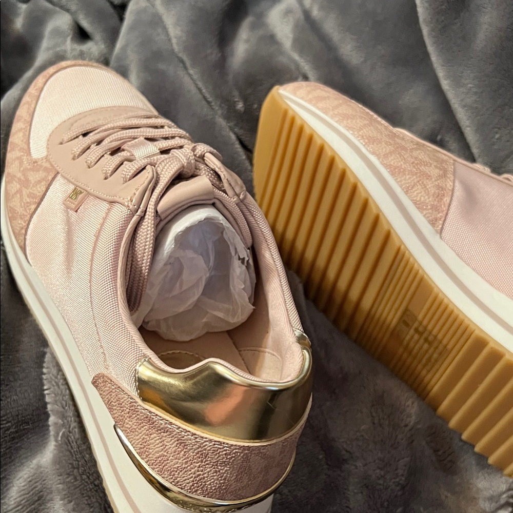 Michael Kors Blush Pink and Gold Sneakers - Picture 5 of 5